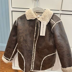 Janie and Jack Brown Shearling Kids Puffer Coat